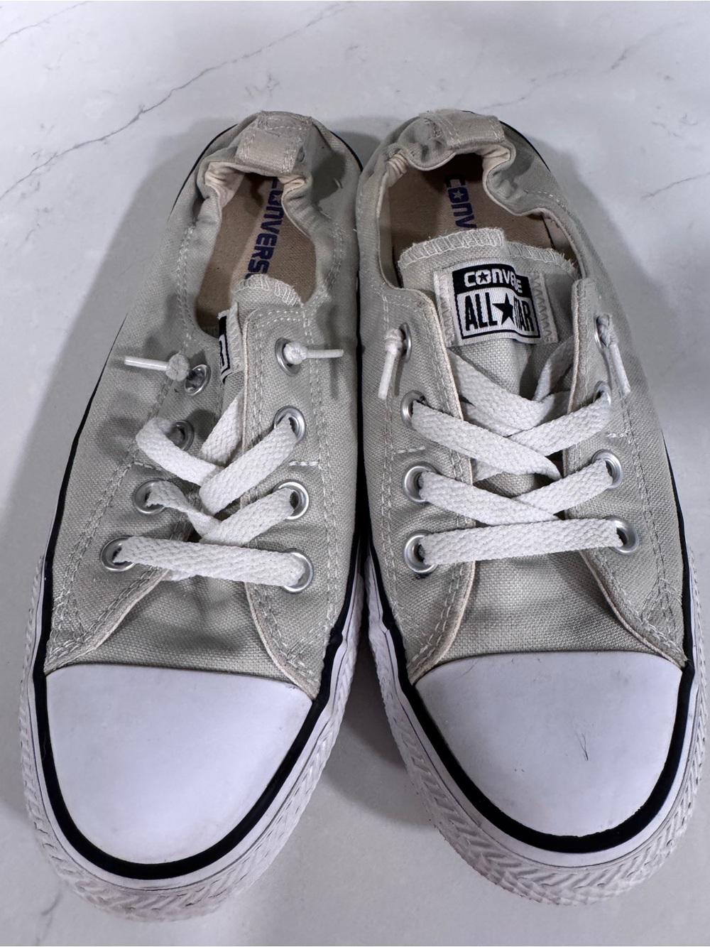 Converse All Star Low-Top Sneakers in Light Gray and White